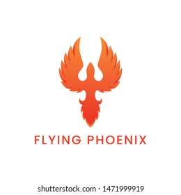 flying mythical phoenix logo template