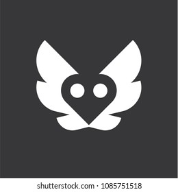 A flying night owl with minimal force of vector logo design