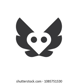 A flying night owl with minimal force of vector logo design