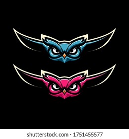 flying nocturnal owl mascot illustration