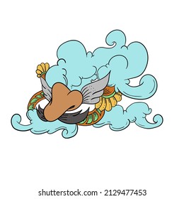Flying nose illustration with ornament