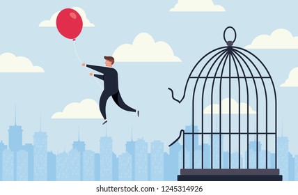 
Flying on the ball. Escape from the cage. Freedom


