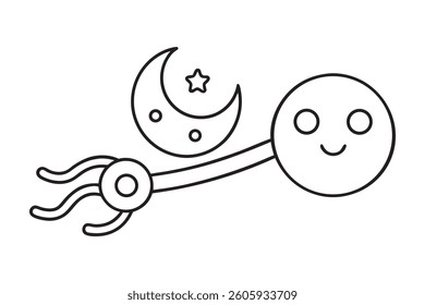 Flying on a Broomstick for coloring books of whimsical and magical adventures