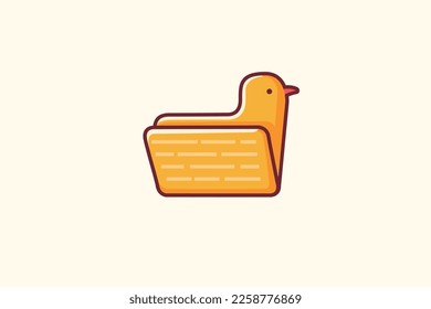 Flying Orange Bird Folder Icon vector illustration, Orange Bird Folder Logo, send folder, incoming email, sign, app icon etc