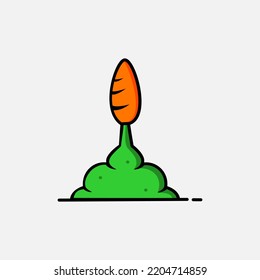 Flying orange carrot vector with green leaves