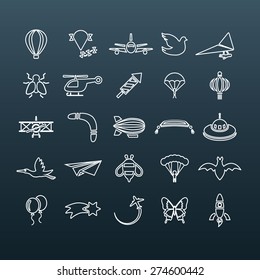 flying outline icons