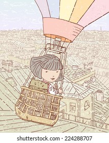 Flying over the city