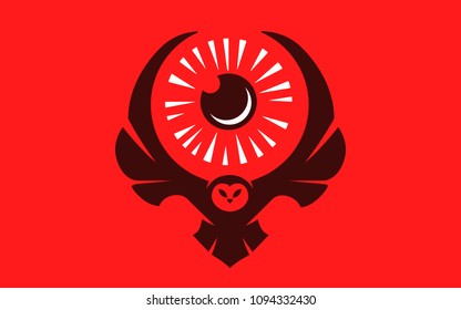 Flying owl, all-seeing eye