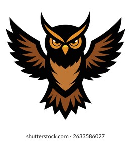 Flying Owl with Angry eyes Vector design.