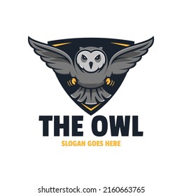 flying owl bird logo mascot