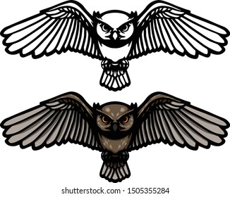 flying owl frontal view angle