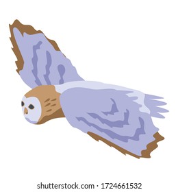 Flying owl icon. Isometric of flying owl vector icon for web design isolated on white background