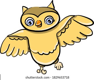 Flying owl, illustration, vector on white background