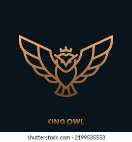 Flying owl logo line style vector illustration