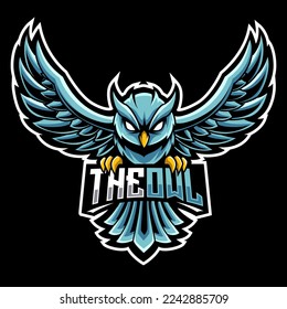 Flying owl logo mascot design for sport