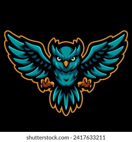 Flying owl logo mascot illustration