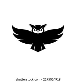 flying owl logo silhouette vector