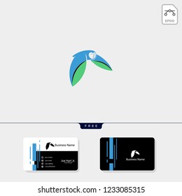flying owl logo template vector illustration, free business card template design