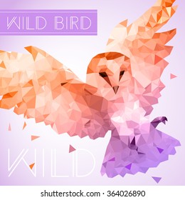 Flying owl in low poly style