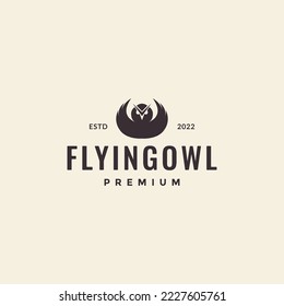 flying owl minimalist hipster logo design 

