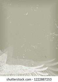 Flying owl on the grey background. Engraved eagle. Vector isolated illustration. Sketch of tattoo art. Vertical banner. China style.