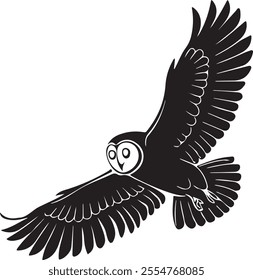 Flying owl silhouette vector style with white background 