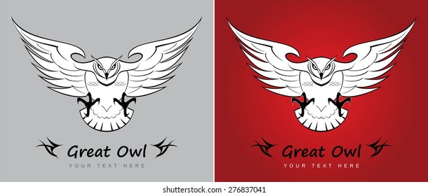Flying Owl, spread out its feather and claw