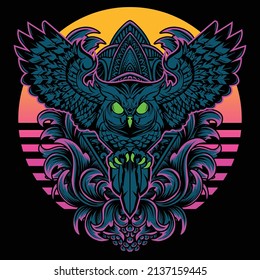 Flying owl symbol vector illustration