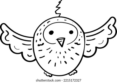 Flying Owl Vector Hand Drawn Illustration