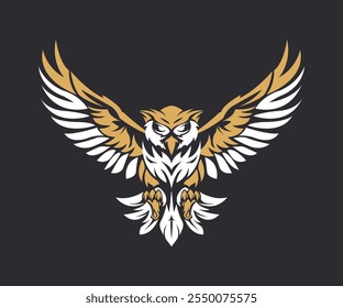 Flying Owl Vector Illustration. Emblem design