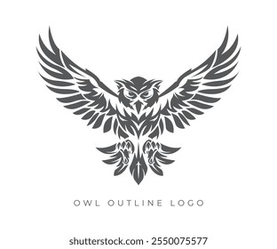 Ilustração do vetor da coruja voadora. Design do emblema