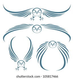 Flying owls tattoo - vector illustrations