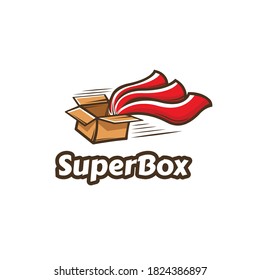 Flying package Delivery. Superhero box. fast delivery service, parcel delivery. vector illustration