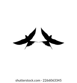 Flying Pair of the Swallow Bird Silhouette for Logo, Pictogram, Website. Art Illustration or Graphic Design Element. Vector Illustration