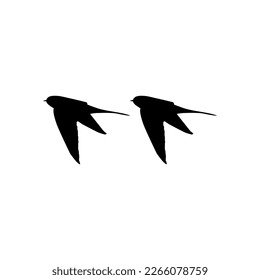 Flying Pair of the Swallow Bird Silhouette for Logo, Pictogram, Website. Art Illustration or Graphic Design Element. Vector Illustration