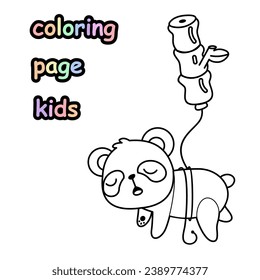 flying panda coloring book with bamboo balloons
