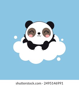 flying panda sleep on cloud Smiling face