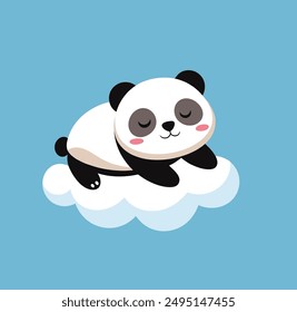 flying panda sleep on cloud Smiling face