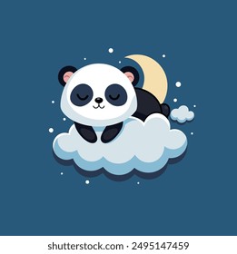 Fliegende Panda schlafen auf Wolke Lächelndes Gesicht