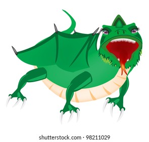 Flying pangolin on white background