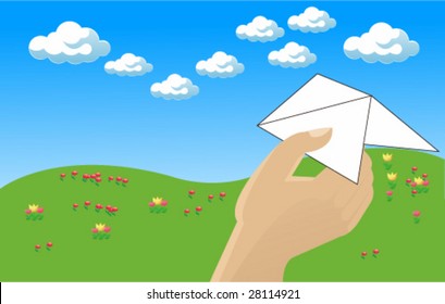 flying a paper airplane