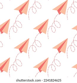 Flying paper airplane pattern. Valentine's Day gift.