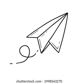 Flying Paper Airplane Simple Doodle Style Stock Vector (Royalty Free ...