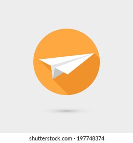 Flying paper airplane symbol icon vector illustration, flat design