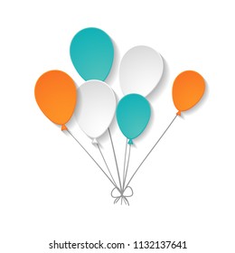 flying paper balloons on the white background
