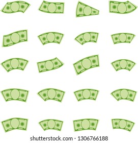 Flying paper banknotes. Flat vector cartoon money illustration. Objects isolated on a white background.