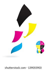 Flying paper CMYK color design