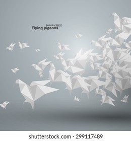 Flying Paper Dove, Vector Illustration