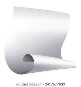 Flying paper page, icon. Falling documents sheet. Curved corner or fly page sheet. Scattered office sheet in motion. Vector cartoon illustration