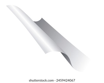 Flying paper page, icon. Falling documents sheet. Curved corner or fly page sheet. Scattered office sheet in motion. Vector cartoon illustration